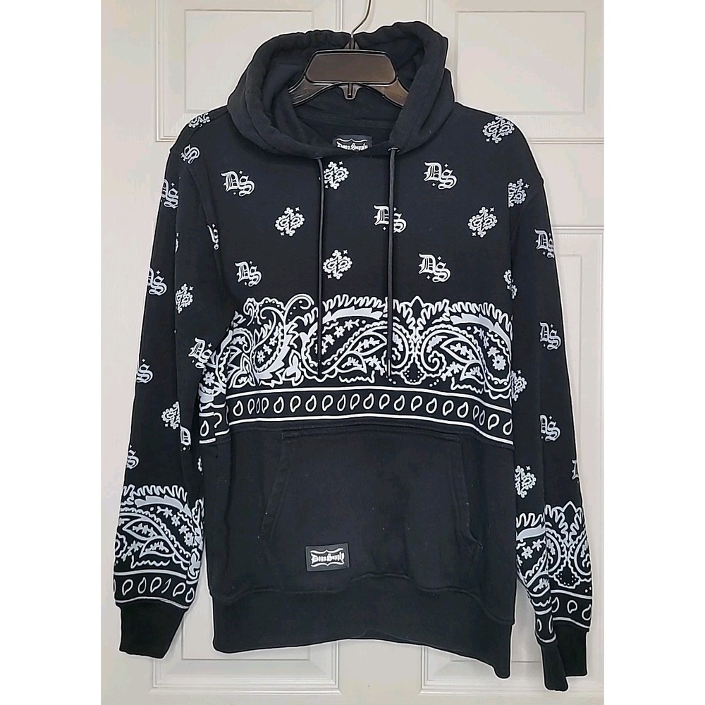 Dogg Supply by Snoop Dogg Black & White Bandana Print Hoodie Sweatshirt Size XS
